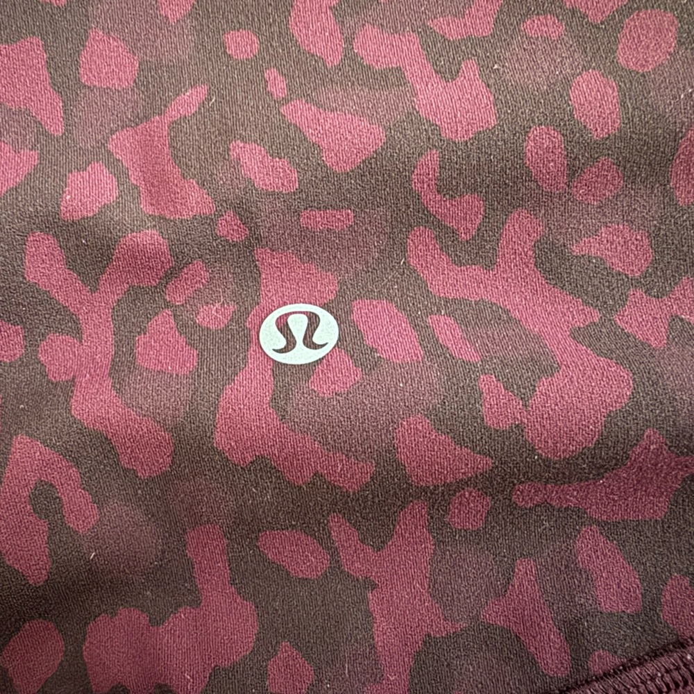 Lululemon Burgundy Camo? Leopard Print Leggings sz 4